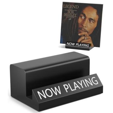 Imagem de Suporte de disco de vinil Now Play, suporte de disco de vinil único, acessórios para tocadores de discos de álbum de madeira, suportes de armazenamento giratórios de madeira em 1 segundo, suporte de