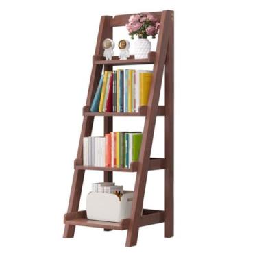 Imagem de Estante de armazenamento trapezoidal escada, estante inclinada de 4 camadas, prateleira de armazenamento aberta independente, suporte para plantas de flores pequenas, prateleiras de exibição para