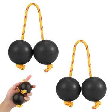 Imagem de Musiin 2 pares de maracas de ritmo, instrumento de percussão giratório na ponta dos dedos, instrumento de percussão golpeado à mão para casamento, festa, aula de música (preto)