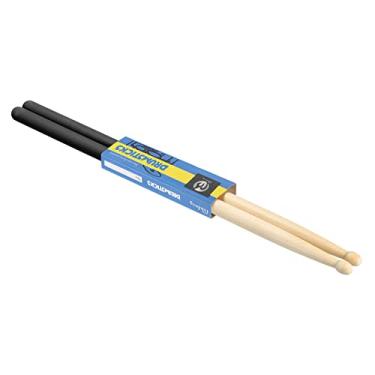 Imagem de PATIKIL Baqueta de madeira de bordo antiderrapante empunhadura para bengala de bateria 7A preta 1 par para percussão de instrumentos musicais de percussão