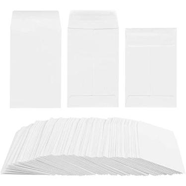 Imagem de Pacote com 100 envelopes brancos para moedas pequenas kraft autoadesivas, mini peças, pequenos itens, selos, pacotes de armazenamento, envelopes para jardim, escritório ou presente de casamento (8,1 cm × 11,34 cm)