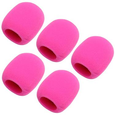 Imagem de Fielect Capa de microfone de espuma de 5 peças, capa de microfone de mão, protetor de para-brisas, filtro de microespuma, rosa, para transmissão KTV