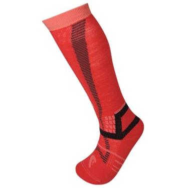 Imagem de Lorpen Meia ecológica infantil T3, ótima para esportes de inverno, ecológica e sustentável, alta e acolchoada, vermelha, tamanho pequeno