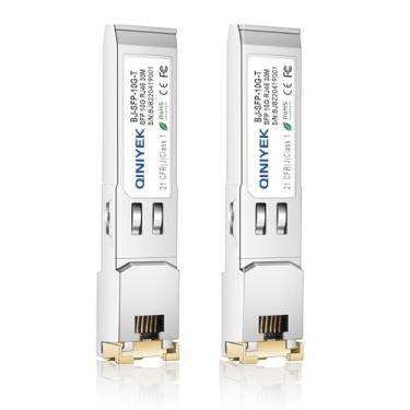 Imagem de QINIYEK Módulo SFP+ para RJ-45, 10Gbase-T SFP+ Transceptor Gbic de cobre compatível com Cisco, Meraki, Ubiquiti, D/TP Link, Supermicro, Netgear, Broadcom, Plug and Play, Hot Pluggable, 30m, pacote com