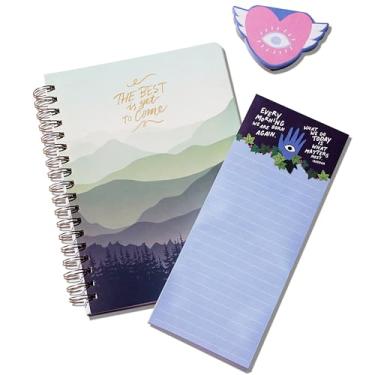 Imagem de ABG Accessories Conjunto de bloco de notas diário com 3 peças, caderno de geladeira com ímã, bloco de planejamento diário espiral para planejamento de refeições e lista de compras semanal, lembretes