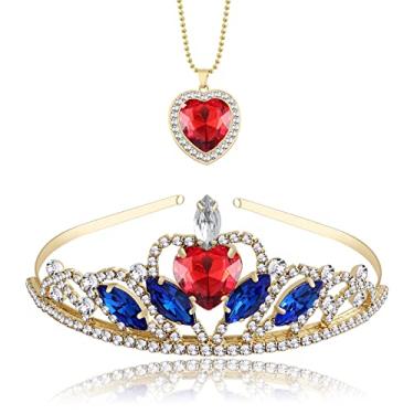 Imagem de Evie Red Heart Crown Evie Descendants 3 Tiara Halloween Costume Headdress Queen of Hearts Gold Crown for Teen Girls Women