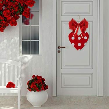 Imagem de Cabide de porta de juta de coração de bolinhas para porta dos namorados, guirlanda de coração para dia dos namorados, porta de guirlanda, dia dos namorados, juta, coração, porta de bolinha, bolinha, decoração de casamento