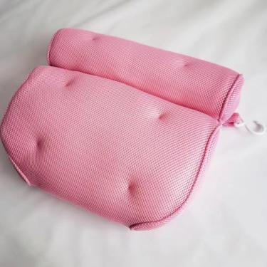 Imagem de Travesseiro de banho banheiro de malha 3D, luxo almofada de apoio de cabeça, relaxantes para Cabeça e pescoço de banheira e apoio para as costas, Travesseiro de Banheira com 6 Ventosas Fortes-rosa