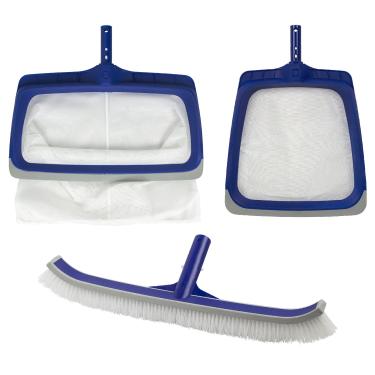 Imagem de Poolmaster Kit de limpeza de manutenção de piscina com forro de vinil resistente, azul/branco