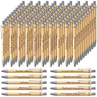 Imagem de Teling 100 peças motivacionais em massa inspiradoras com frases engraçadas positivas presentes de agradecimento para funcionários, operação de Natal, tinta preta (cor de madeira, estilo rústico)