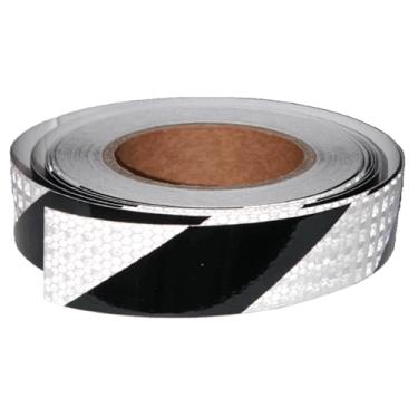 Imagem de Amarelo preto 4" x10 pés, superfície reflexiva exterior à prova d'água auto-adesiva cubo independente, fita de segurança de aviso de perigo de alta resistência e alta visibilidade.