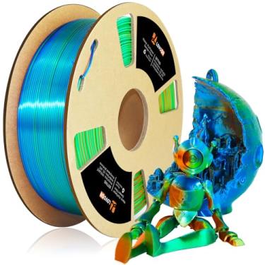 Imagem de LOVOON Filamento de impressão 3D pla tricolores de seda de 1,75 mm, mudança de cor por ângulo pla, pla multicolorido, adequado para a maioria das impressoras fdm e caneta 3d, seda laranja ve