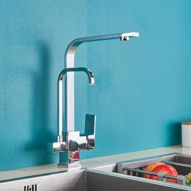 Imagem de Torneiras de cozinha de água pura, torneira preta com filtro de purificação, misturador de 3 vias, cromado B