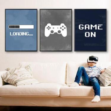 Imagem de Quadro decorativo 3 peças 40x60 jogo gamer vídeo game para quarto meni