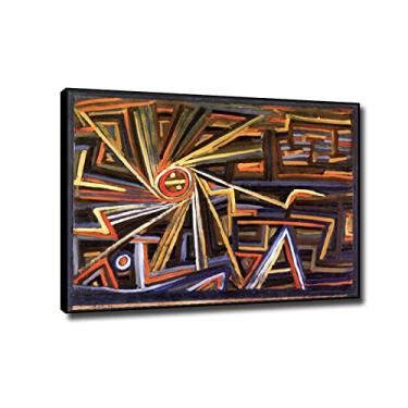 Imagem de JZSDGB Black Frame 'Rayonnement et rotation'Canvas Art Print por Paul Klee - Reprodução de pintura famosa em tela fina arte de parede abstrata giclée imagens em tela para decoração de casa 60 x 85 cm