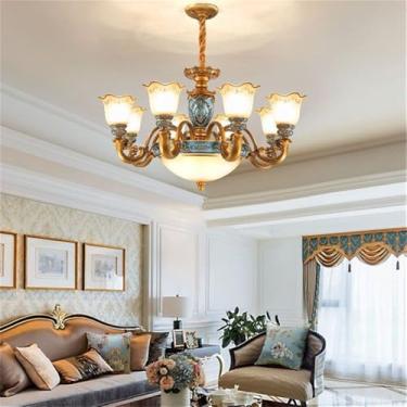 Imagem de Europeu Luxo Sala de Estar Lâmpada Pendente Americano Retro Restaurante Quarto Villa Hotel Roupa Salão de Beleza Café Lustre (G B 8 luzes)