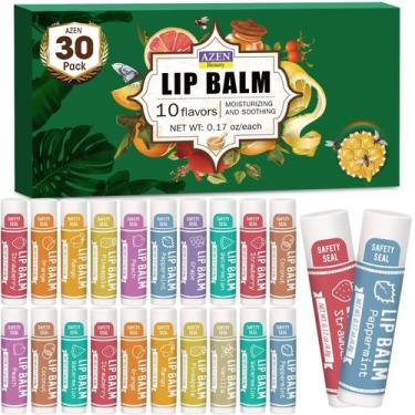 Imagem de Bálsamo Labial AZEN - Kit com 30 Unidades e 10 Sabores Hidratantes