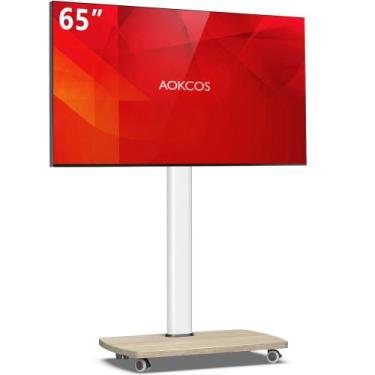 Imagem de Suporte de TV AOKCOS Rolling Mobile Stand 32-65" 60 giratório branco