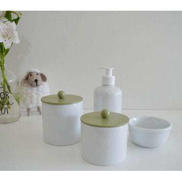Imagem de Kit Higiene Branco Bebê 4 Porcelanas Unissex Colorido Banho K164 - Cir