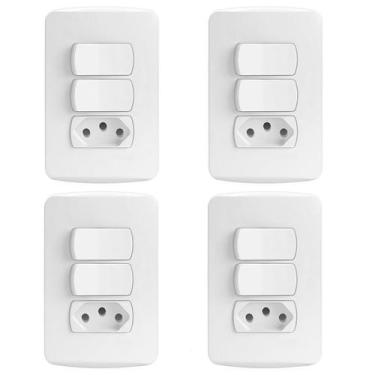 Imagem de Kit 4 Peças Tomada e Interruptor Casa Completa Margirius B3