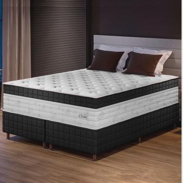 Imagem de Conjunto Colchão Duplo Molejo e Base Box King 78x193x203cm Chile Yescasa Preto