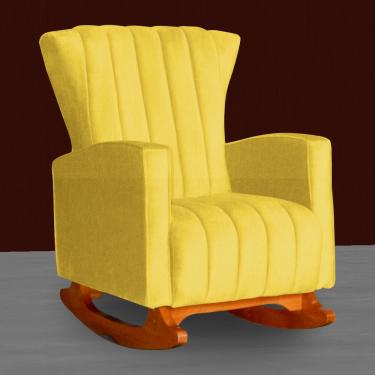 Imagem de Poltrona Estofada de Balanço Melinda Suede Amarelo - lm decor