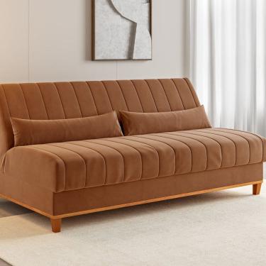 Imagem de Sofá Cama 180cm Reclinável 3 Lugares Terracota