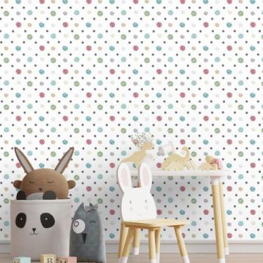 Imagem de Papel De Parede Adesivo Infantil Círculos Quarto Bebê 10m - DELIQUADRO