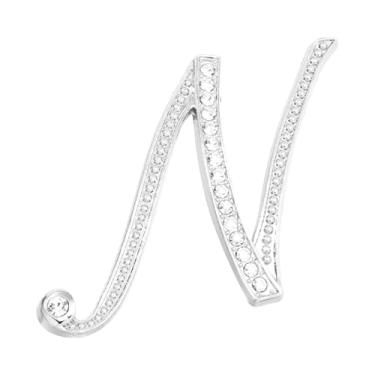 Imagem de PATIKIL Alfinetes de broche de letra, letra N broches de strass metal cristal alfabeto A-Z broche de lapela para mulheres joias presente terno roupas chapéu vestido casaco artesanato, tom prata