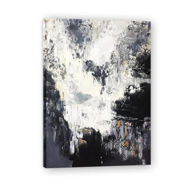 Imagem de Tela abstrata preta e branca pintura de parede impressão em tela pôster imagem colorida moderna arte abstrata decoração de parede corredor escadas quarto decorações 70 x 50 cm