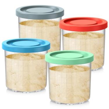 Imagem de Omnikit Recipientes De Reposição 16 Oz Para Canecas E Tampas Ninja Creami - Pacote Com 4, Compatíveis As Máquinas Sorvete Nc300, Nc299Amz Nc290