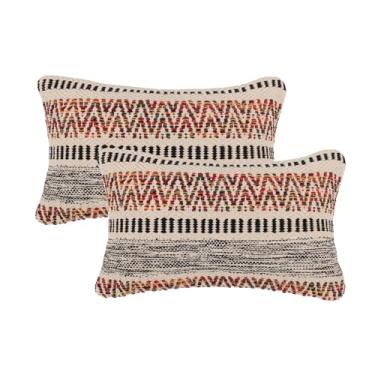 Imagem de · REDEARTH · Capas de almofada texturizadas Boho - Conjunto de capas decorativas de fazenda com tufos lombares para sofá, cama, cadeira, jantar, pátio, ar livre; 100% algodão (30,5 x 50,8 cm, multi) pacote com 2