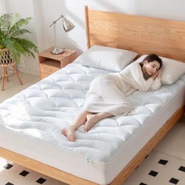 Imagem de PRIMESOFT Almofada de colchão refrescante Cal King Size - Superme confortável e respirável, suporte incomparável, design ergonômico de 3 zonas, bolso profundo de até 53 cm (182 x 213 cm, branco)