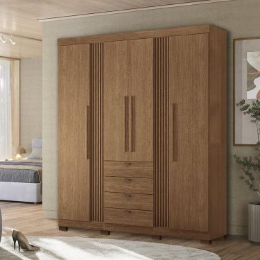 Imagem de Guarda-roupa 4 Portas 4 Gavetas com Pés Mdp Aurora Jatoba