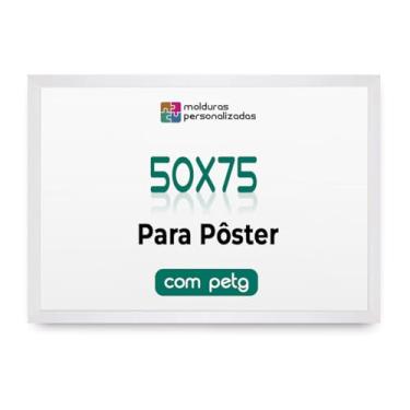 Imagem de Moldura 50x75 cm Para Decoraçâo Arte Poster Painel com Proteção Petg (Branco)