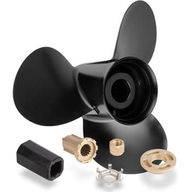 Imagem de Sua hélices de alumínio de atualização 13 1/4 x 17 da Marinha (kits de cubo incluídos) serve para motores Mercury 60 – 125 HP, Ref No. 48-77344A45, 15 dentes de espinha, RH