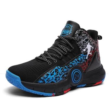 Imagem de Bolognifi Tênis de basquete masculino com malha respirável e aderência durável, adequado para esportes casuais profissionais Equipamento de basquetebol(Blue,43 BR)