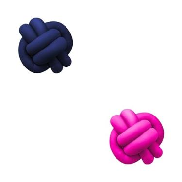 Imagem de Almofadas De Nó 28cm x 28cm Lindas Decorativas Sala Sofá Cama Cores (AZUL MARINHO E PINK)