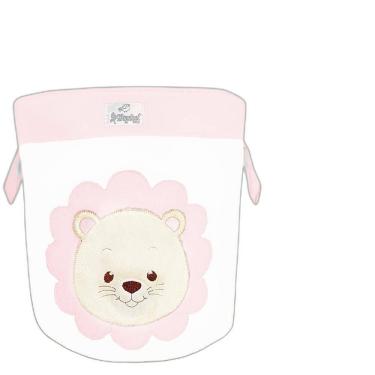 Imagem de Cesto Organizador de Brinquedos Bordado Leoa Rosa