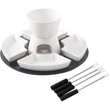 Imagem de Conjunto De Fondue De Chocolate Chocolate Derretido Com Placas Garfos De Aço Inoxidável De Cerâmica Fácil De Usar E Limpar