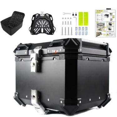Imagem de Baú Traseiro Alumínio Moto 45L Moto Alta Resistência Impermeável com Suporte Universal Top Case Bauleto Prata ou Preto (Preto)