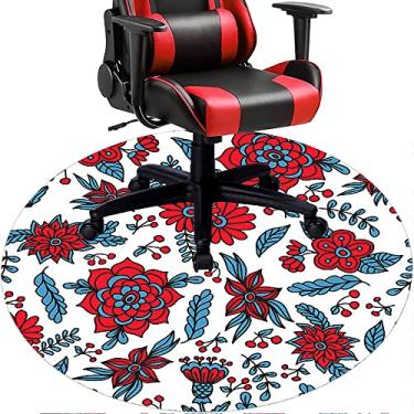 Imagem de Tapete de cadeira de escritório com flores, textura de flor, tapete de cadeira de mesa para piso de madeira de escritório em casa, protetor de piso de pilha baixa, redondo 78,7 cm