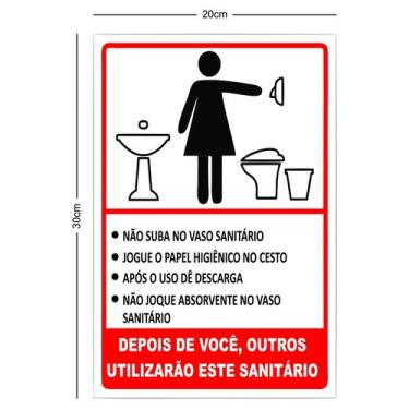Imagem de Placa informativa higiene banheiro feminino - CRIATIVA ADESIVOS