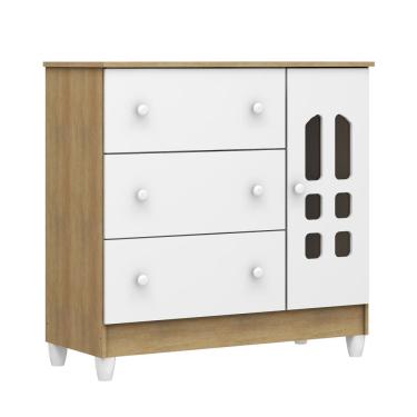 Imagem de Cômoda Infantil Carolina Baby Eloa com 3 Gavetas, 1 Porta e 1 Prateleira – 95cm de largura