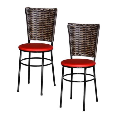 Imagem de 2 Cadeiras Para Mesa Preta Hawai Avelã Cor:vermelho