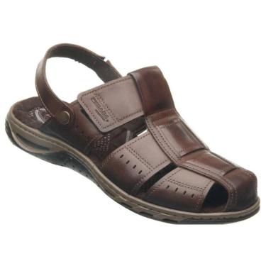 Imagem de Sandália Masculina Pegada em Couro Ortopédica Conforto