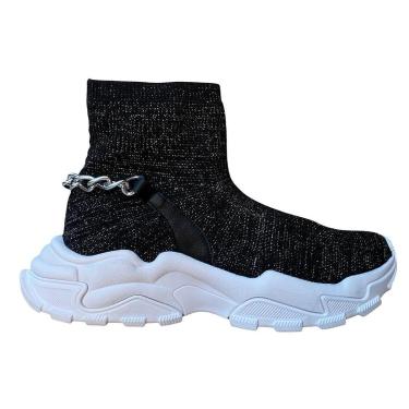 Imagem de Tênis Chunky Feminino Preto Lurex Corrente Traseira S6250-Feminino