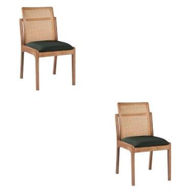 Imagem de Kit 2 Cadeiras Decorativa Sala de Jantar Luxo Livia Facto Verde - Mozz