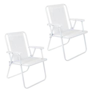 Imagem de Kit 2 Cadeira de Praia Alta em Aço 110 kg Branca Mor