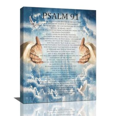 Imagem de wsradto Salmo 91 Arte de parede Salmos 91 imagens de versículo da Bíblia decoração de parede impressões em tela cristãs decorações de escrituras religiosas pintura arte escritório decoração de casa